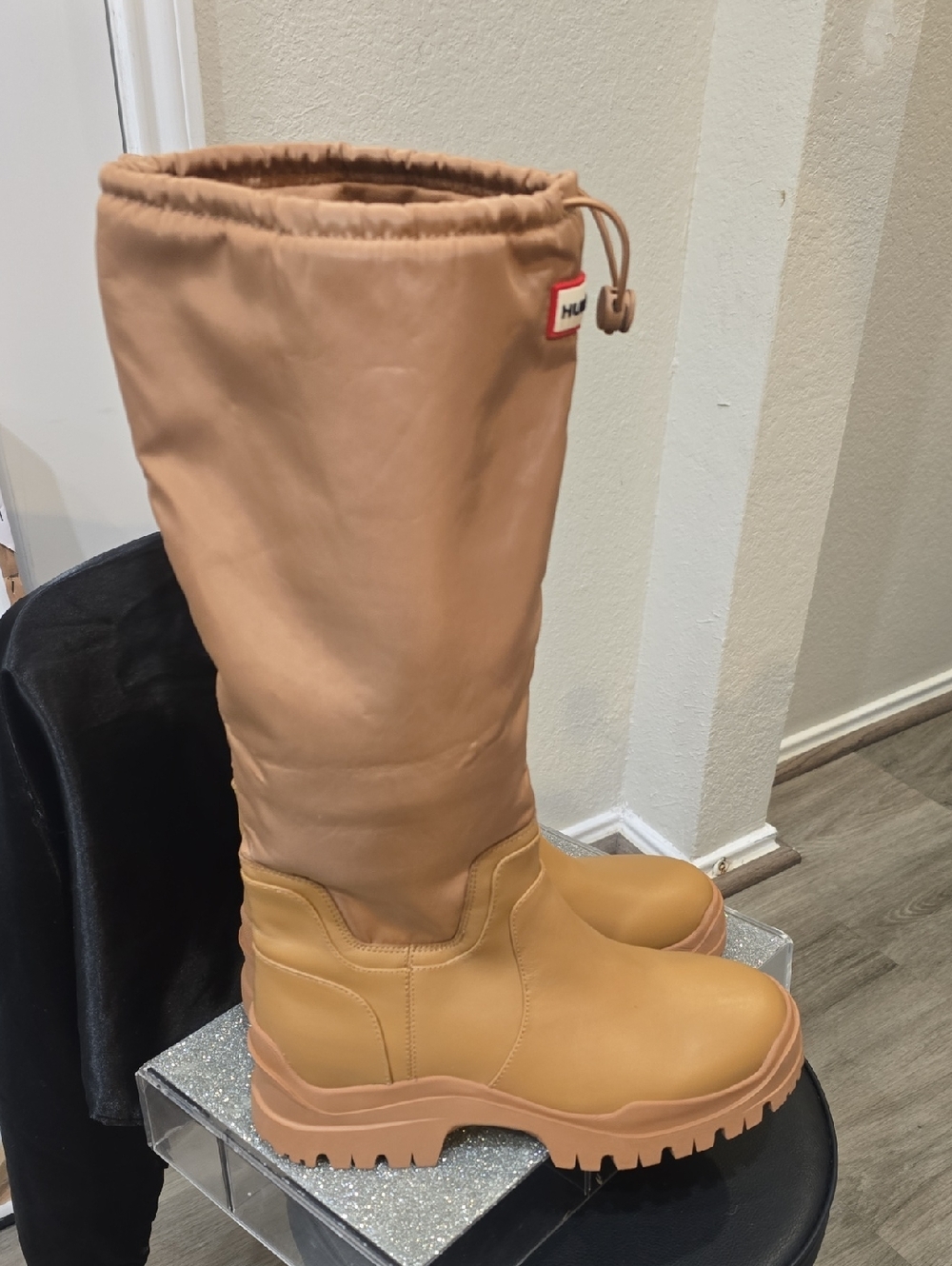 Hunter Wendy Tall Waterproof Rain Boots- Light Natural - Picture 10 of 12